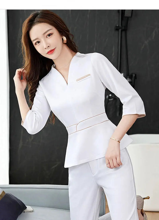 Uniforme estético de verano, traje de salón de belleza de manga corta, ropa de esteticista de Spa para mujer, ropa de trabajo de masaje de Hotel, monos coreanos-BC MedSurgery Store For Digital Health