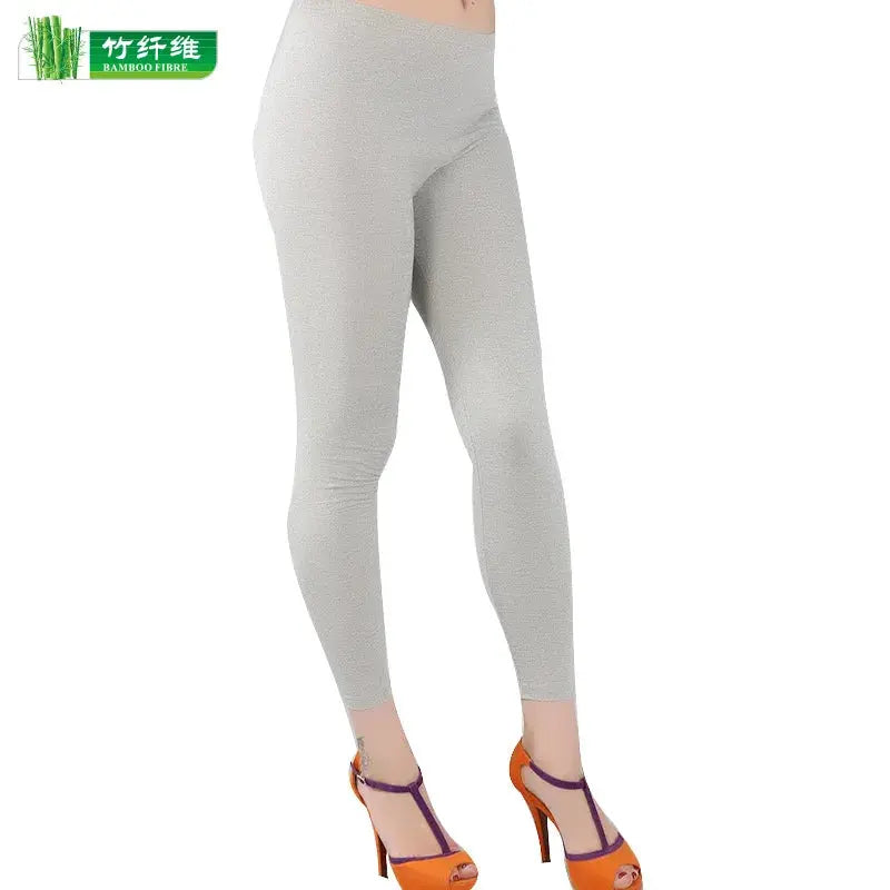Leggings elásticos de fibra de bambú para mujer, pantalones de nueve puntos, informales, talla grande, primavera, verano y otoño, novedad de 2024 DSers Fulfillment