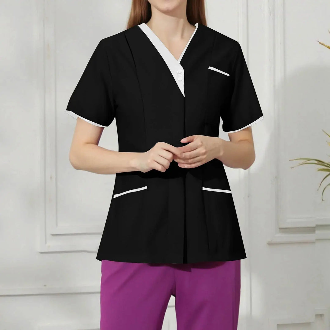 Filipina Médica Elite ISHOWTIENDA - Uniforme Clínico Ergonómico de Manga Corta con Cuello en V CJdropshipping