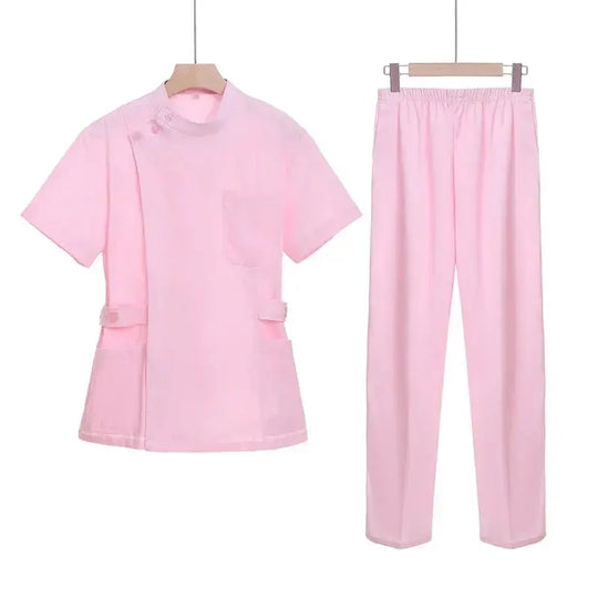 Conjunto de exfoliantes cortos rosas, uniforme médico para enfermera y Doctor, prendas de vestir para mujer, traje de dos piezas para enfermería, vestido de hospital para salón de belleza con logo MedSurgery Store For Digital Health