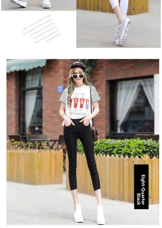 Leggings finos blancos de cintura alta para mujer, plones adeazantes de verano dieciocho, plones de pie pequeño sie... MedSurgery Store For Digital Health