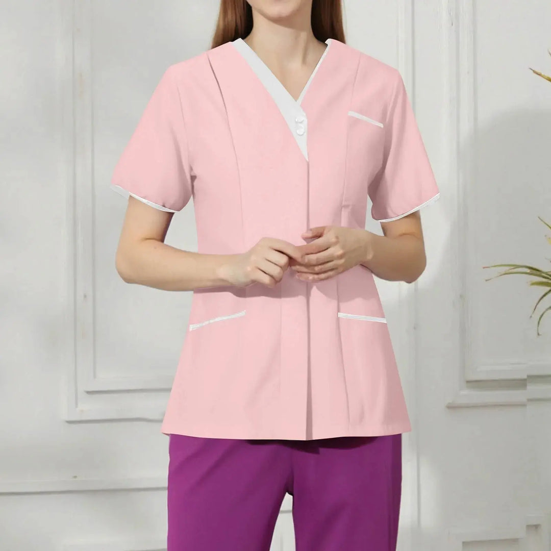 Filipina Médica Elite ISHOWTIENDA - Uniforme Clínico Ergonómico de Manga Corta con Cuello en V CJdropshipping