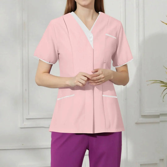Filipina Médica Elite ISHOWTIENDA - Uniforme Clínico Ergonómico de Manga Corta con Cuello en V CJdropshipping