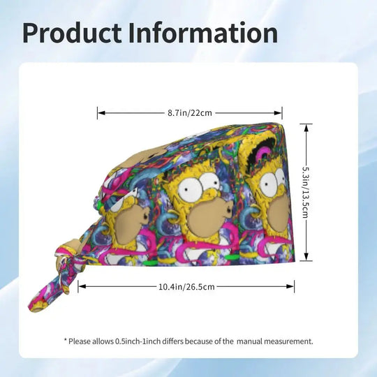 Gorro de trabajo ajustable personalizado con explosión cerebral, gorro quirúrgico de los Simpsons, gorro quirúrgico para enfermería, médico, cirujano, para Chef MedSurgery Store For Digital Health