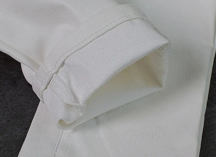 Pantalón de mujer de talle bajo, pantalones elásticos ajustados con doble cremallera, pantalones de piel sintética blancos para mujer MedSurgery Store For Digital Health