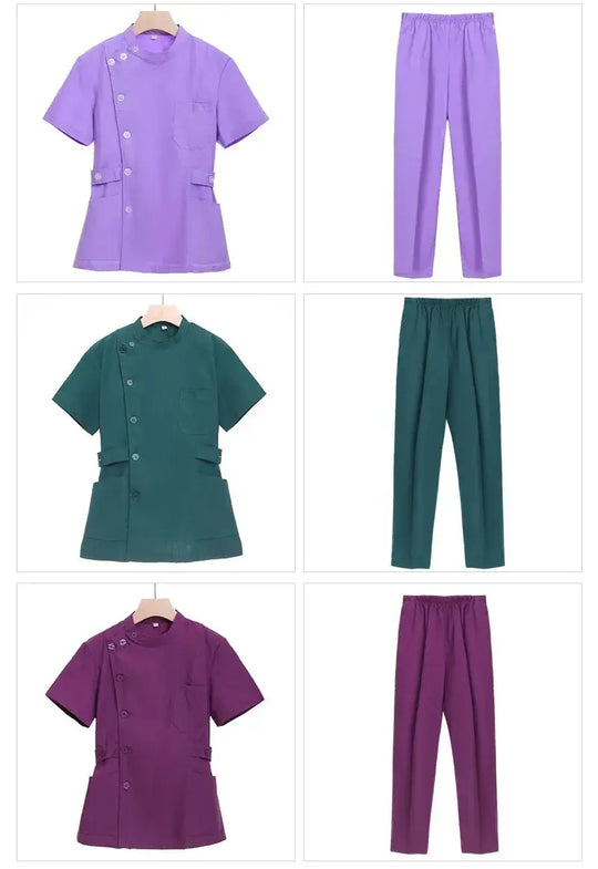 Conjunto de exfoliantes cortos rosas, uniforme médico para enfermera y Doctor, prendas de vestir para mujer, traje de dos piezas para enfermería, vestido de hospital para salón de belleza con logo MedSurgery Store For Digital Health