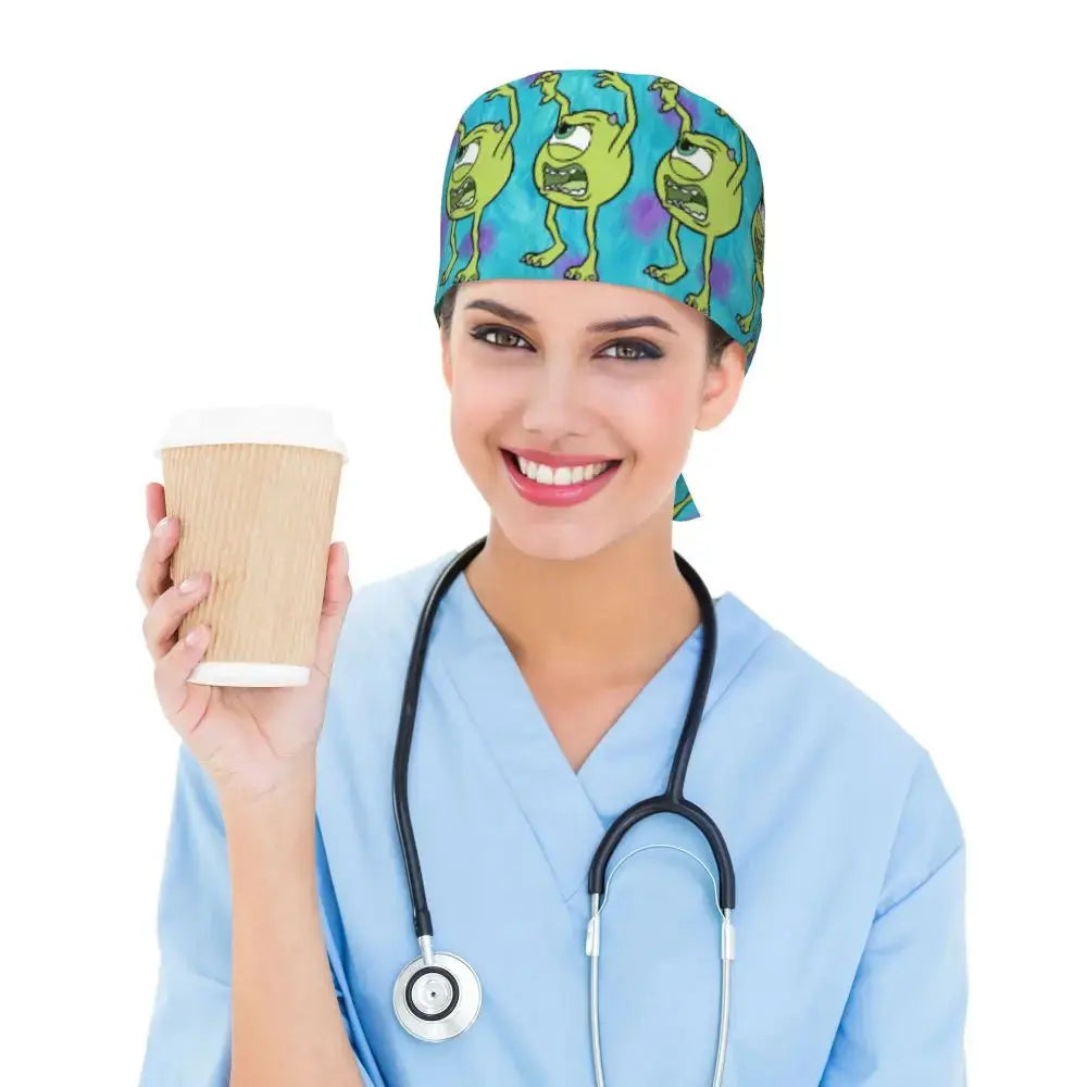 Gorro de trabajo ajustable personalizado con dibujos animados de la Universidad de Monsters, gorro quirúrgico para hombres y mujeres, gorro quirúrgico para enfermería, médico y cirujano MedSurgery Store For Digital Health