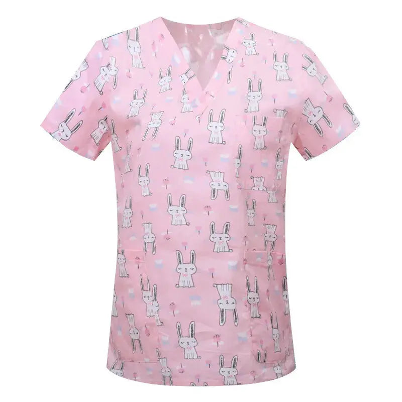 Blusa de algodón con estampado de animales de dibujos animados, uniforme médico quirúrgico para clínica de mascotas, Hospital, enfermería CJdropshipping