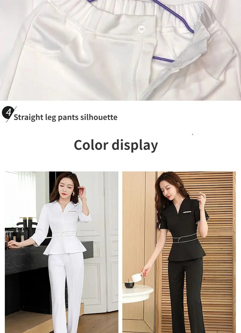 Uniforme estético de verano, traje de salón de belleza de manga corta, ropa de esteticista de Spa para mujer, ropa de trabajo de masaje de Hotel, monos coreanos-BC MedSurgery Store For Digital Health