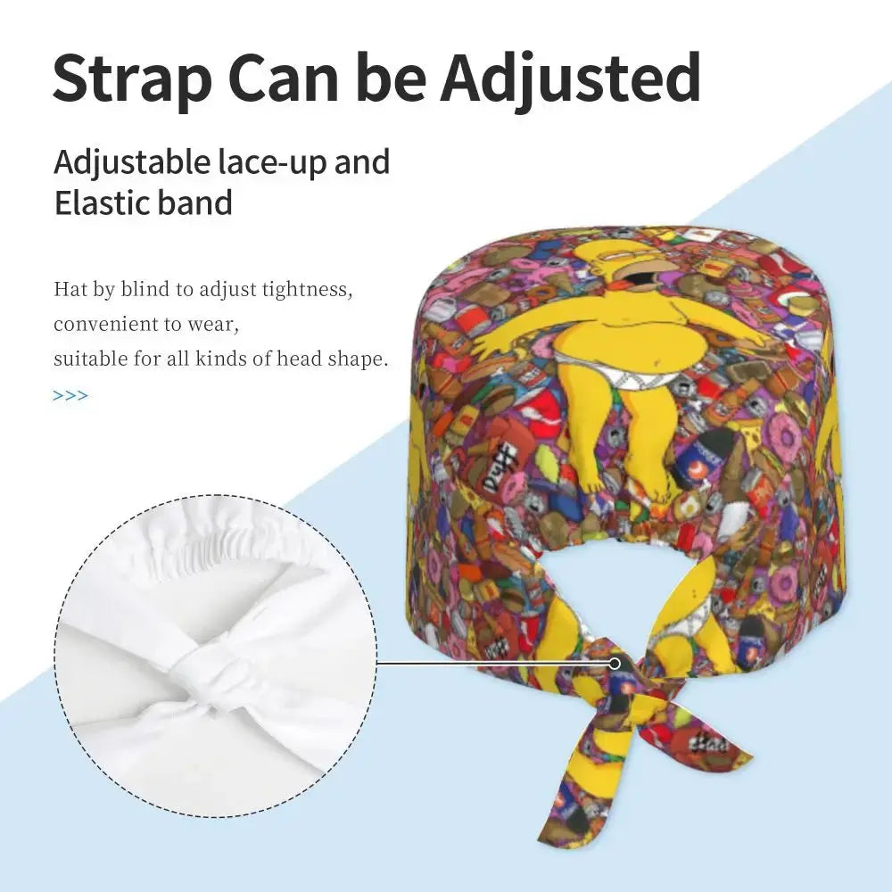 Gorro de trabajo ajustable personalizado con explosión cerebral, gorro quirúrgico de los Simpsons, gorro quirúrgico para enfermería, médico, cirujano, para Chef MedSurgery Store For Digital Health