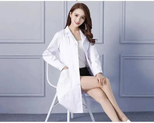 Bata de laboratorio blanca, uniforme de médico femenino de manga larga, uniforme de aislamiento masculino, uniforme de laboratorio, uniforme de trabajo de enfermera y estudiante MedSurgery Store For Digital Health