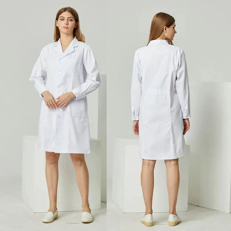 Bata de laboratorio blanca, uniforme de médico femenino de manga larga, uniforme de aislamiento masculino, uniforme de laboratorio, uniforme de trabajo de enfermera y estudiante MedSurgery Store For Digital Health
