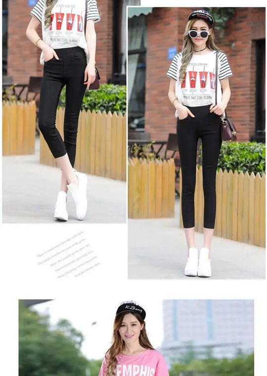 Leggings finos blancos de cintura alta para mujer, plones adeazantes de verano dieciocho, plones de pie pequeño sie... MedSurgery Store For Digital Health