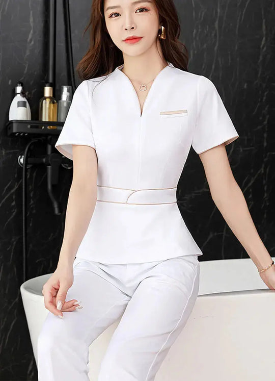 Uniforme estético de verano, traje de salón de belleza de manga corta, ropa de esteticista de Spa para mujer, ropa de trabajo de masaje de Hotel, monos coreanos-BC MedSurgery Store For Digital Health