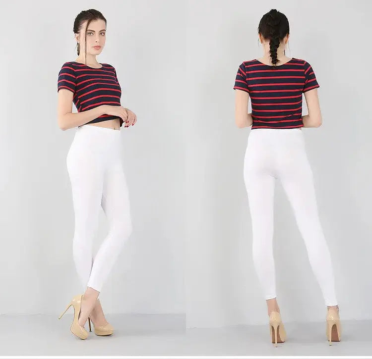 Leggings elásticos de fibra de bambú para mujer, pantalones de nueve puntos, informales, talla grande, primavera, verano y otoño, novedad de 2024 DSers Fulfillment