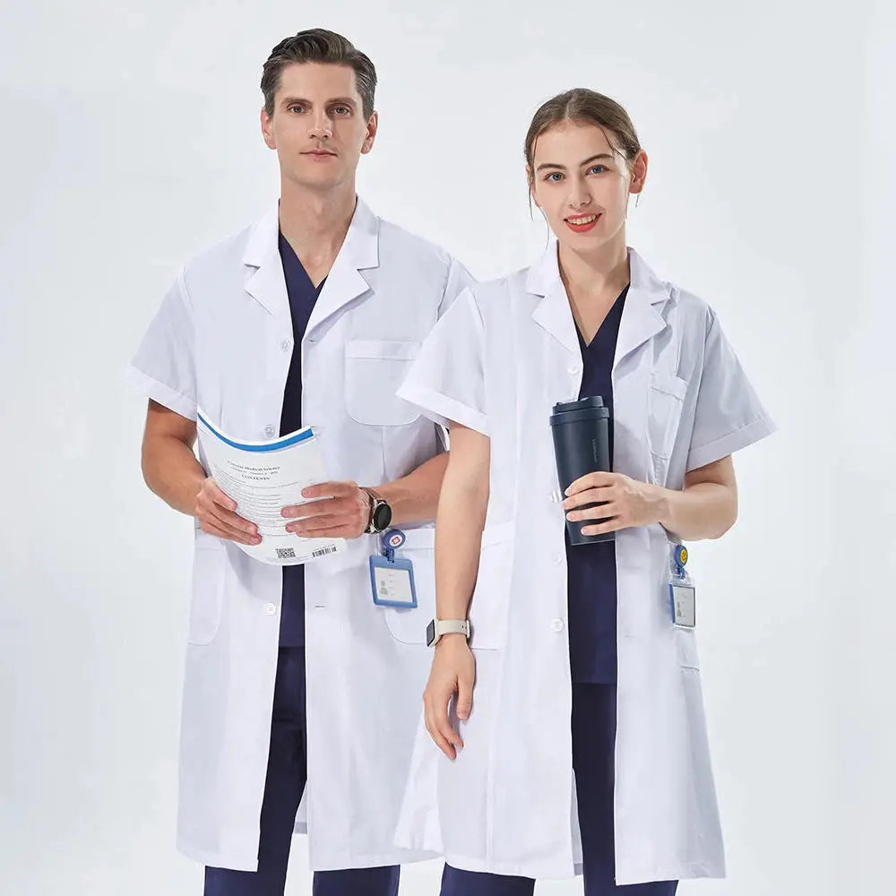 Bata de laboratorio blanca barata para mujeres, hombres, estudiantes, química, profesionales de atención médica, enfermera, manga larga, bata de trabajo para médico XK002 MedSurgery Store For Digital Health