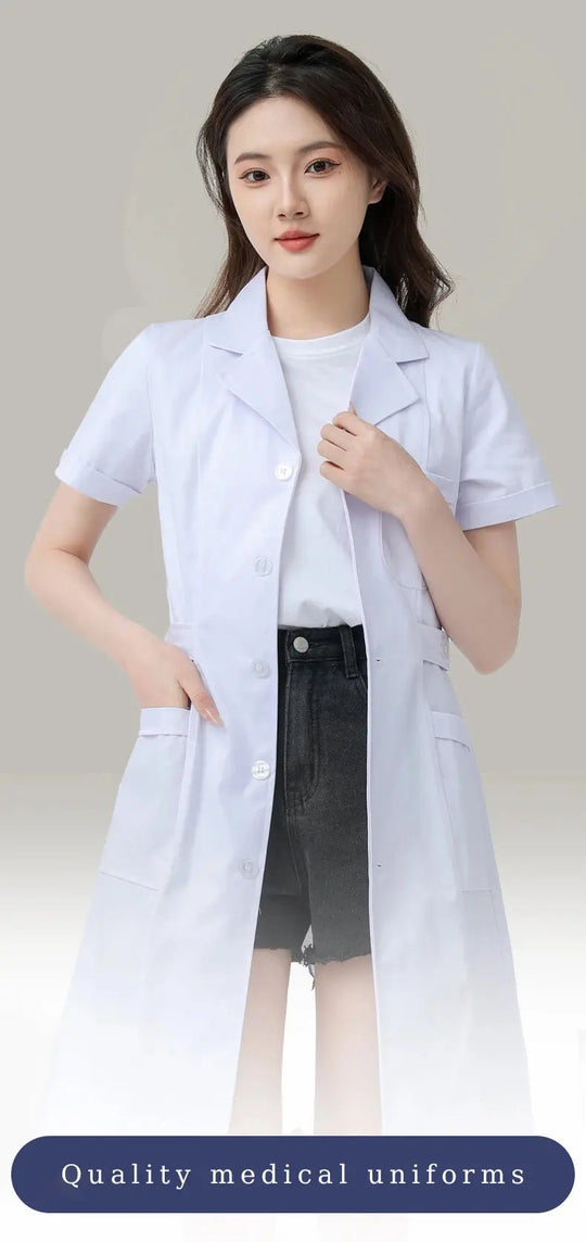 Bata blanca médica para mujer, uniforme médico de enfermera de algodón, ropa de trabajo hospitalaria, uniforme de trabajo profesional de farmacia de laboratorio científico MedSurgery Store For Digital Health