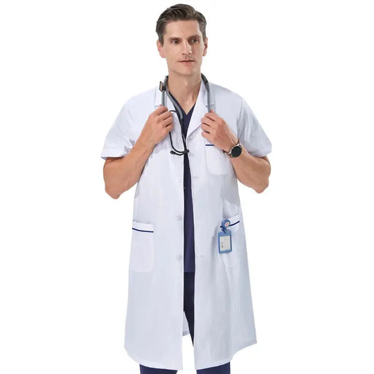 Bata de laboratorio blanca barata para mujeres, hombres, estudiantes, química, profesionales de atención médica, enfermera, manga larga, bata de trabajo para médico XK002 MedSurgery Store For Digital Health