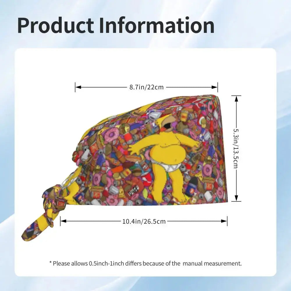 Gorro de trabajo ajustable personalizado con explosión cerebral, gorro quirúrgico de los Simpsons, gorro quirúrgico para enfermería, médico, cirujano, para Chef MedSurgery Store For Digital Health