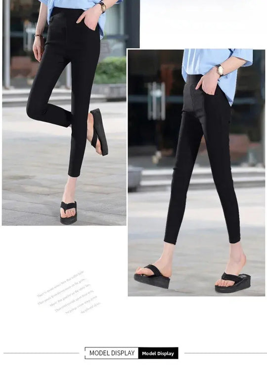 Leggings finos blancos de cintura alta para mujer, plones adeazantes de verano dieciocho, plones de pie pequeño sie... MedSurgery Store For Digital Health