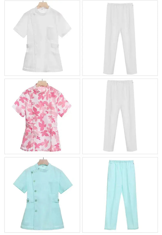 Conjunto de exfoliantes cortos rosas, uniforme médico para enfermera y Doctor, prendas de vestir para mujer, traje de dos piezas para enfermería, vestido de hospital para salón de belleza con logo MedSurgery Store For Digital Health
