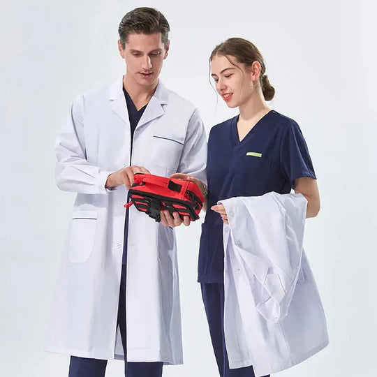 Bata de laboratorio blanca barata para mujeres, hombres, estudiantes, química, profesionales de atención médica, enfermera, manga larga, bata de trabajo para médico XK002 MedSurgery Store For Digital Health