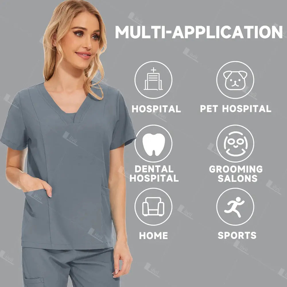 Venta al por mayor de uniformes médicos, traje para correr, conjunto de gomas para médico y enfermera, ropa de trabajo quirúrgica para Hospital, trajes multicolores para mujer dsers-fulfillment-service
