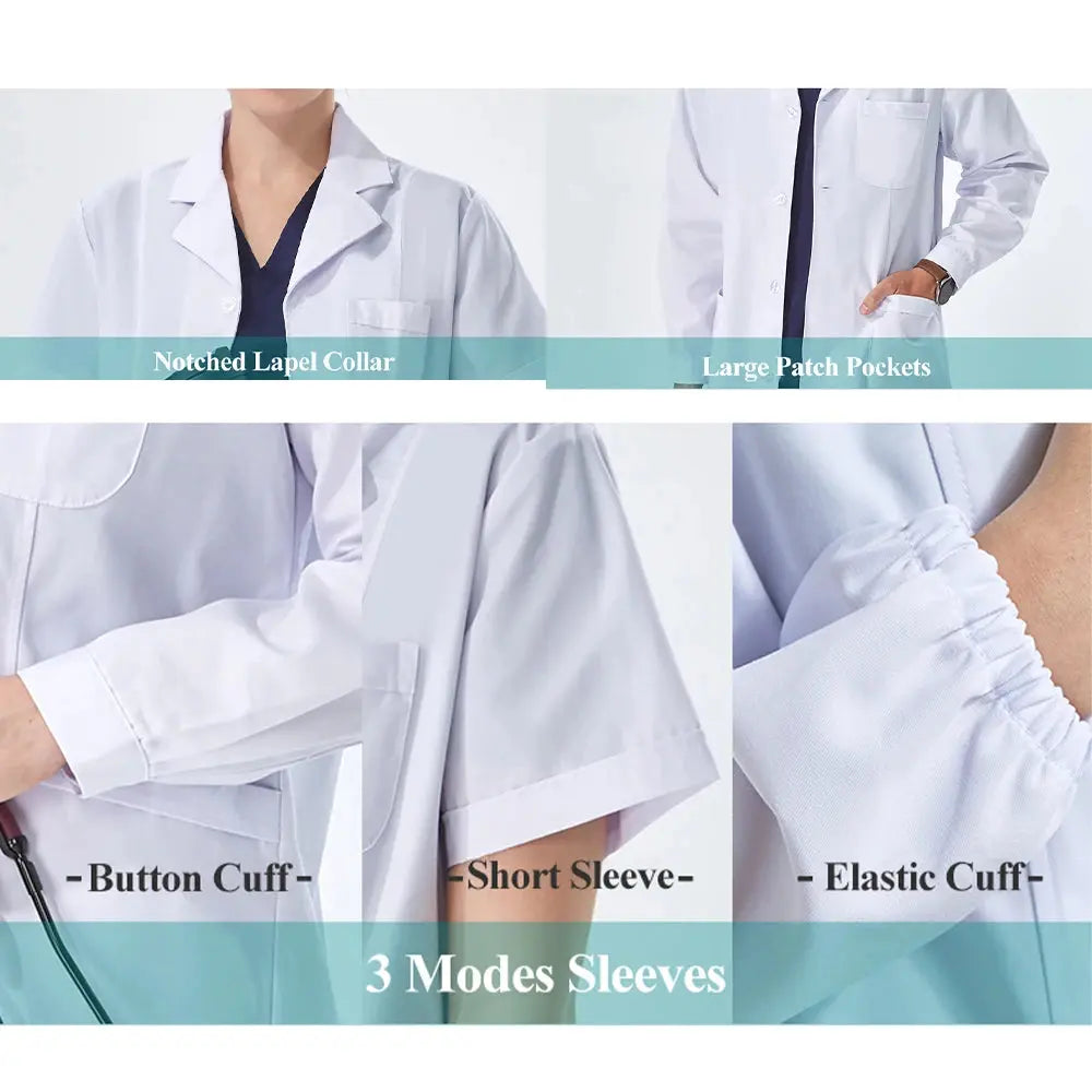 Bata de laboratorio blanca barata para mujeres, hombres, estudiantes, química, profesionales de atención médica, enfermera, manga larga, bata de trabajo para médico XK002 MedSurgery Store For Digital Health
