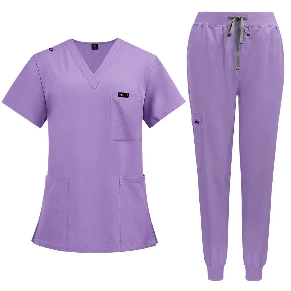 Uniforme Médico Mujer Manga Corta - Scrubs Enfermera Cómodos y Protectores para Hospital, Aislamiento y Cuidado de la Piel (94% Poliéster + 6% Spandex) CJdropshipping
