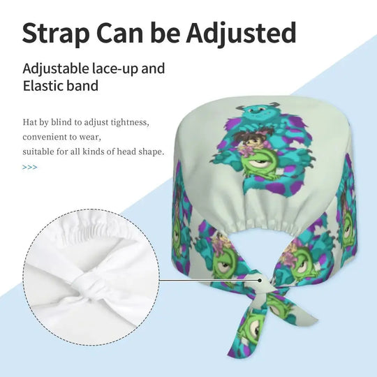 Gorro de trabajo ajustable personalizado con dibujos animados de la Universidad de Monsters, gorro quirúrgico para hombres y mujeres, gorro quirúrgico para enfermería, médico y cirujano MedSurgery Store For Digital Health