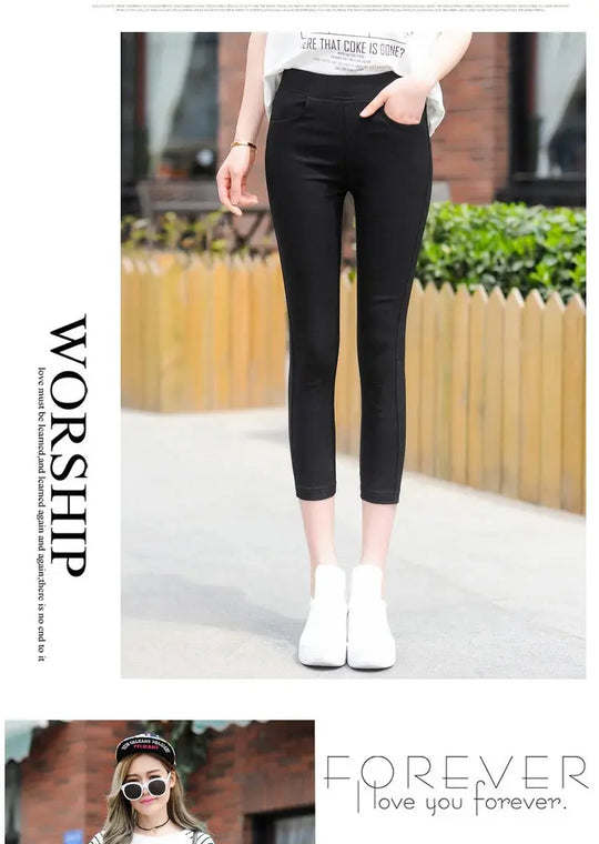 Leggings finos blancos de cintura alta para mujer, plones adeazantes de verano dieciocho, plones de pie pequeño sie... MedSurgery Store For Digital Health