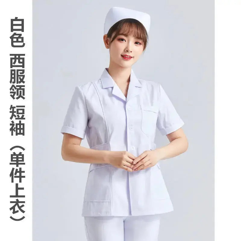 Uniforme de Enfermera Blanco Elite - Top Médico Ajustable de Manga Corta para Mujer CJdropshipping