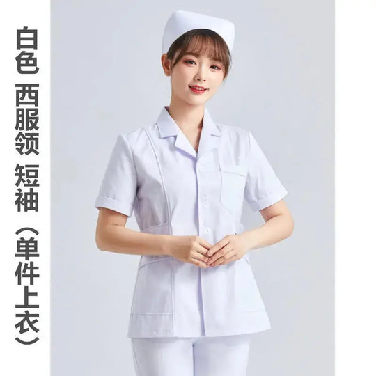 Uniforme de Enfermera Blanco Elite - Top Médico Ajustable de Manga Corta para Mujer CJdropshipping
