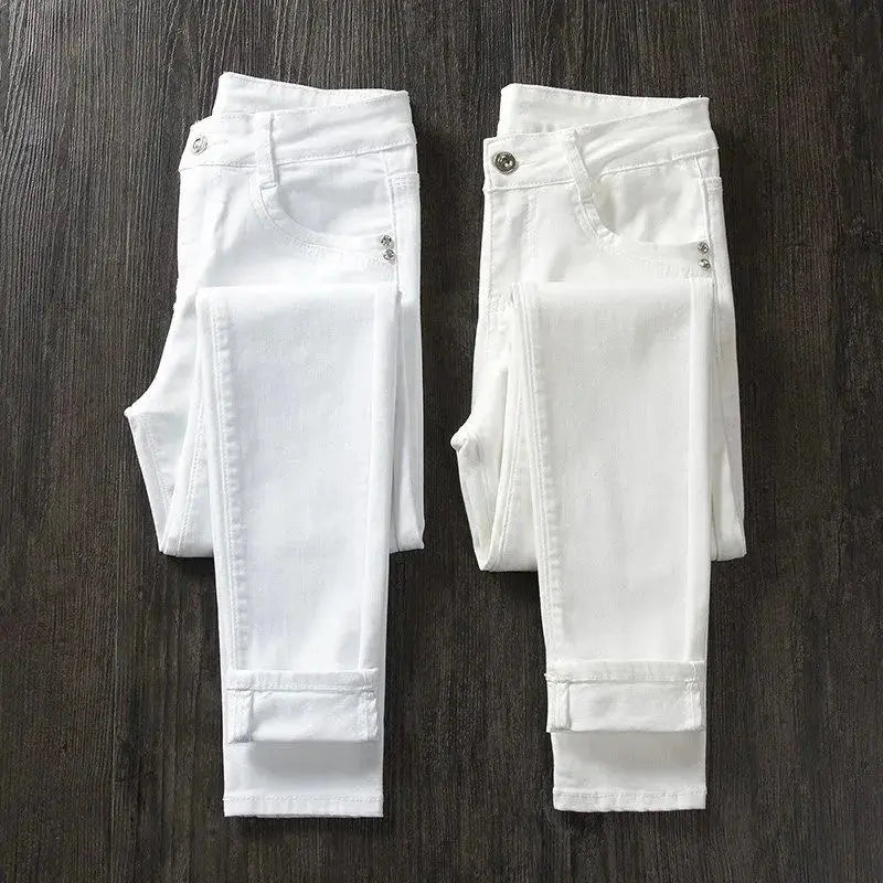 Pantalones pitillo blancos para mujer, Vaqueros largos ajustados de cintura alta, elásticos, a la moda, primavera, verano y otoño, 2022 MedSurgery Store For Digital Health