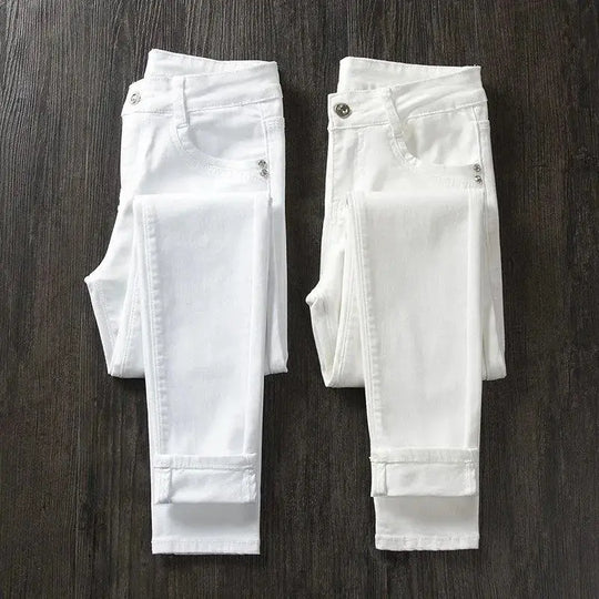 Pantalones pitillo blancos para mujer, Vaqueros largos ajustados de cintura alta, elásticos, a la moda, primavera, verano y otoño, 2022 MedSurgery Store For Digital Health