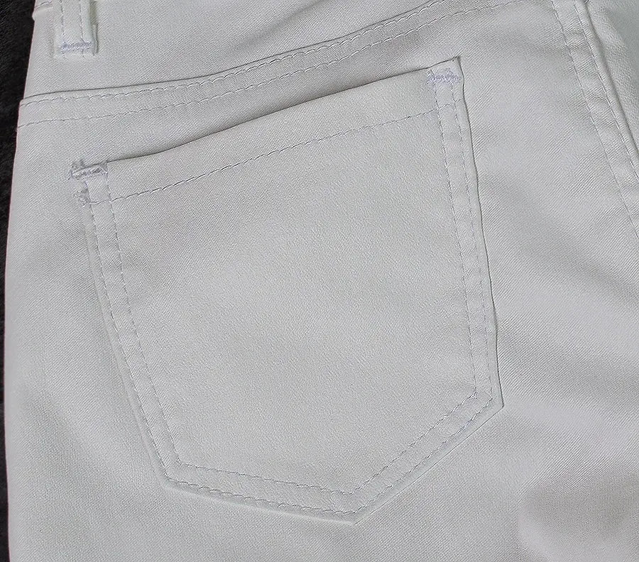 Pantalón de mujer de talle bajo, pantalones elásticos ajustados con doble cremallera, pantalones de piel sintética blancos para mujer MedSurgery Store For Digital Health