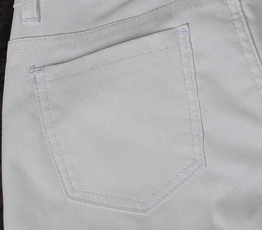 Pantalón de mujer de talle bajo, pantalones elásticos ajustados con doble cremallera, pantalones de piel sintética blancos para mujer MedSurgery Store For Digital Health