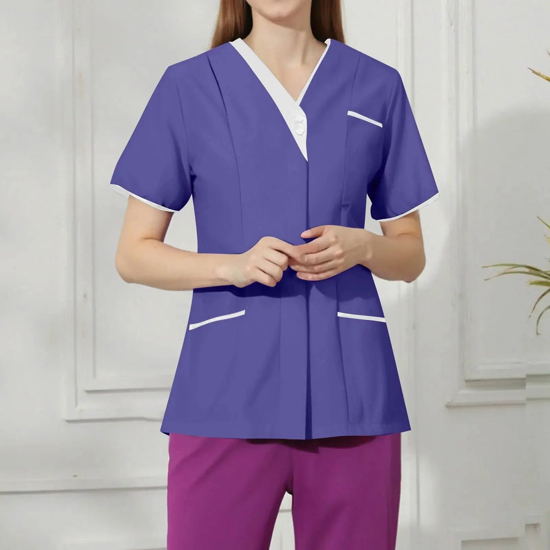 Filipina Médica Elite ISHOWTIENDA - Uniforme Clínico Ergonómico de Manga Corta con Cuello en V CJdropshipping