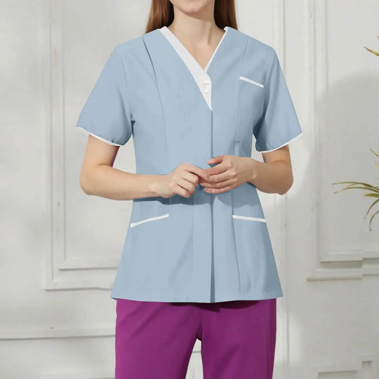Filipina Médica Elite ISHOWTIENDA - Uniforme Clínico Ergonómico de Manga Corta con Cuello en V CJdropshipping