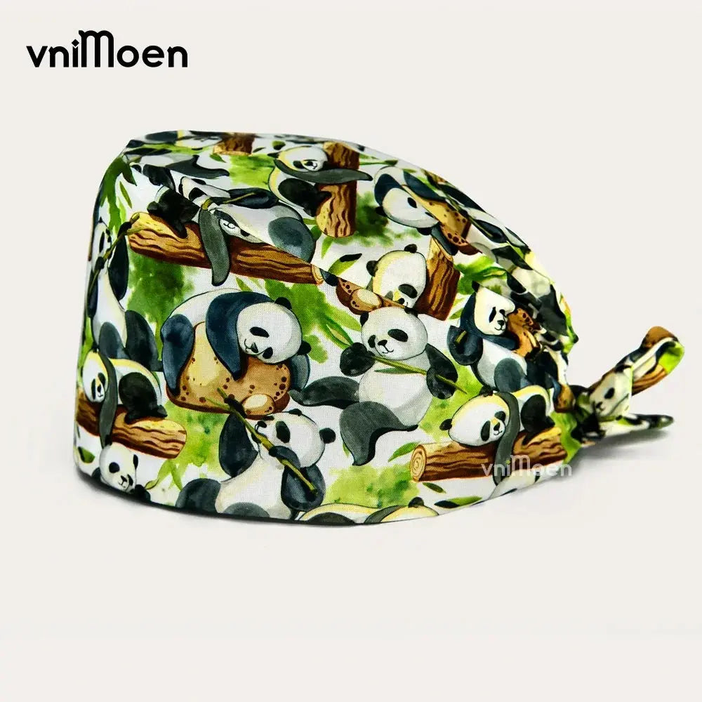 Gorro de algodón con estampado de gato de dibujos animados rosa para tienda de mascotas, gorro de enfermera para veterinario, gorro exfoliante absorbente para el sudor, gorro de dentista, gorros para el cuidado del salón de MedSurgery Store For Digital Health