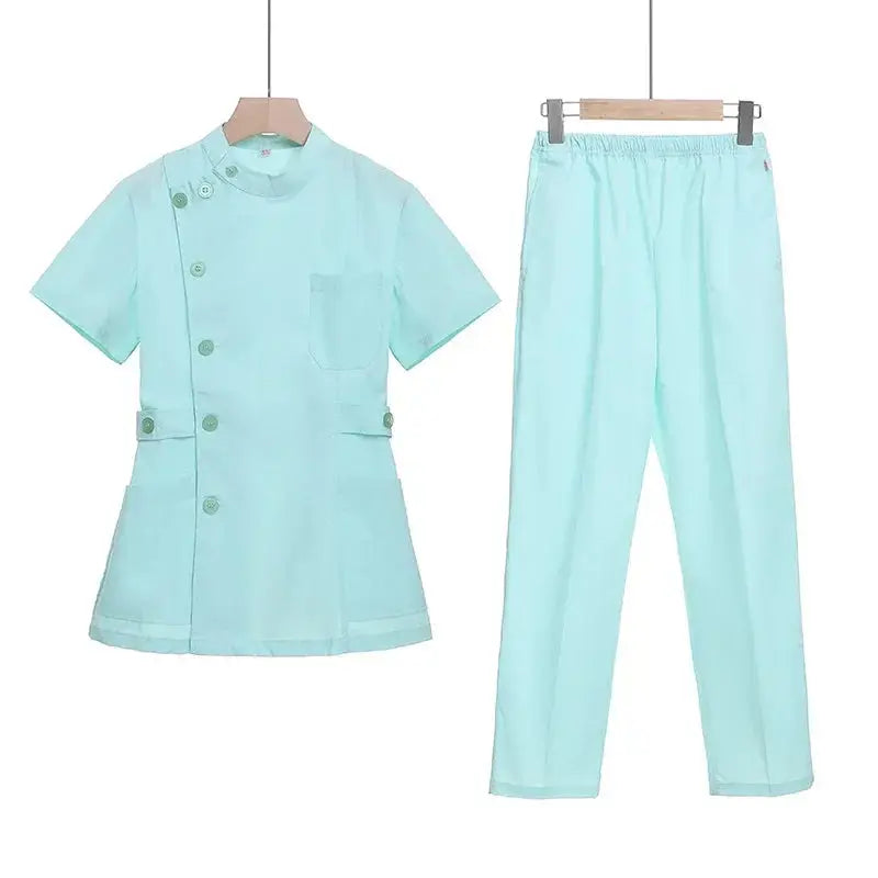 Conjunto de exfoliantes cortos rosas, uniforme médico para enfermera y Doctor, prendas de vestir para mujer, traje de dos piezas para enfermería, vestido de hospital para salón de belleza con logo MedSurgery Store For Digital Health