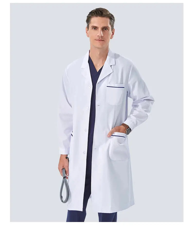 Bata de laboratorio blanca barata para mujeres, hombres, estudiantes, química, profesionales de atención médica, enfermera, manga larga, bata de trabajo para médico XK002 MedSurgery Store For Digital Health