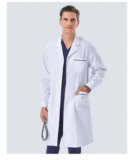Bata de laboratorio blanca barata para mujeres, hombres, estudiantes, química, profesionales de atención médica, enfermera, manga larga, bata de trabajo para médico XK002 MedSurgery Store For Digital Health