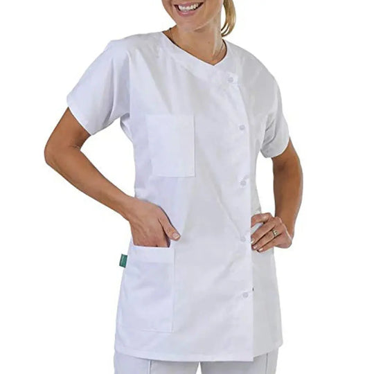 Top exfoliante de enfermera para mujer, ropa médica blanca, conjunto de uniforme, Uniformes clínicos, ropa de trabajo, trajes de enfermería de esteticista, Tops MedSurgery Store For Digital Health
