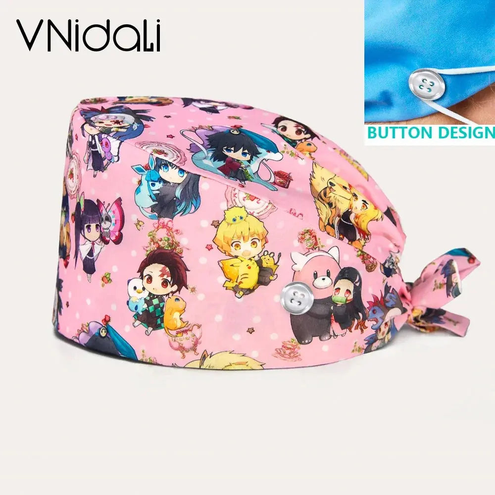 Gorro médico multicolor para mujer, gorro de trabajo para farmacéutico, tienda de mascotas, gorro Bouffant, gorro antipolvo para enfermería y trabajo CJdropshipping
