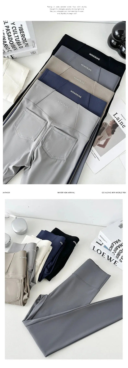 BIVIGAOS 2025 Primavera Verano bolsillo trasero Leggings de piel de tiburón mujeres blanco apretado Casual deporte Fitness Leggings pantalones pitillo MedSurgery Store For Digital Health
