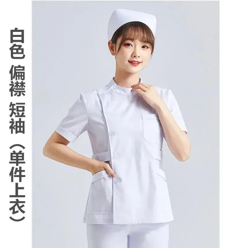 Uniforme de Enfermera Blanco Elite - Top Médico Ajustable de Manga Corta para Mujer CJdropshipping