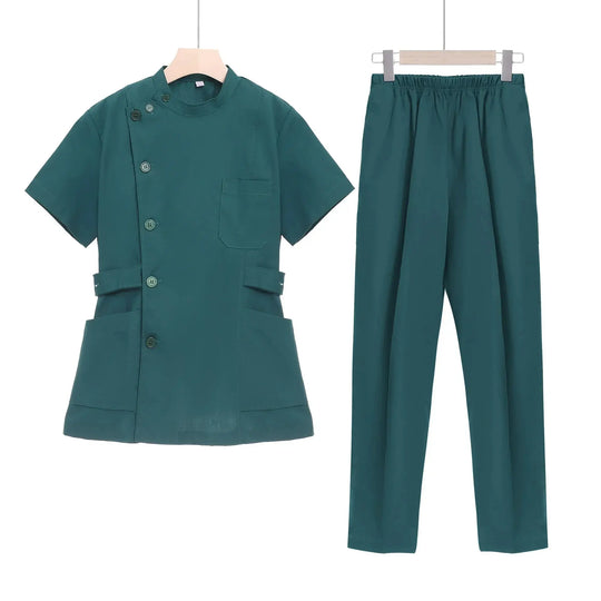 Conjunto de exfoliantes cortos rosas, uniforme médico para enfermera y Doctor, prendas de vestir para mujer, traje de dos piezas para enfermería, vestido de hospital para salón de belleza con logo MedSurgery Store For Digital Health