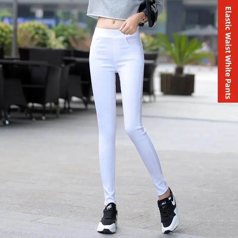 Leggings finos blancos de cintura alta para mujer, plones adeazantes de verano dieciocho, plones de pie pequeño sie... MedSurgery Store For Digital Health
