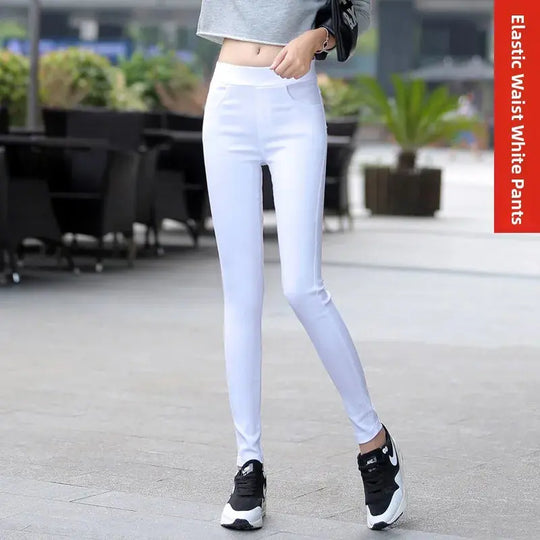 Leggings finos blancos de cintura alta para mujer, plones adeazantes de verano dieciocho, plones de pie pequeño sie... MedSurgery Store For Digital Health